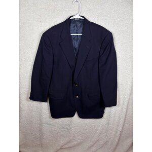 Vintage Burberry  Blue Men Blazer Jacket Size 45R - 2 Button 100 Wool